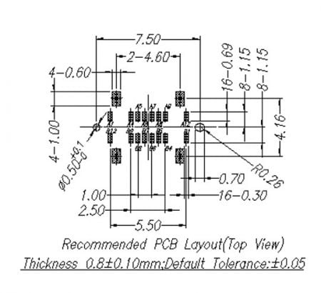 Разъем типа C TCWOBVFSP001R Размер продукта
